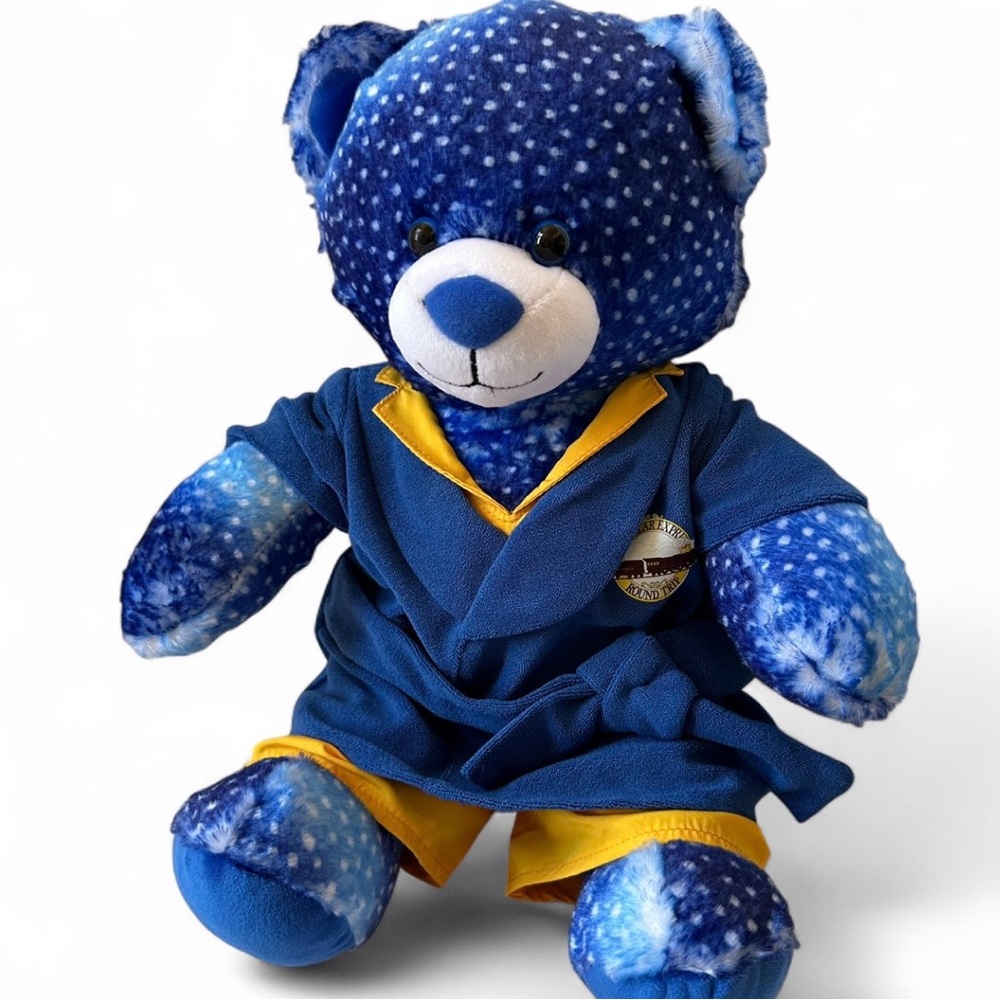 Build A Bear Polar Express Teddy Bear Plush Blue Starry Skies W/ Robe & Pants
